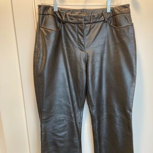 Black leather flat front pant !